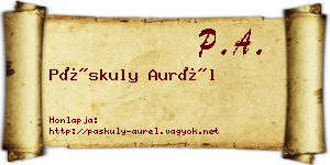 Páskuly Aurél névjegykártya